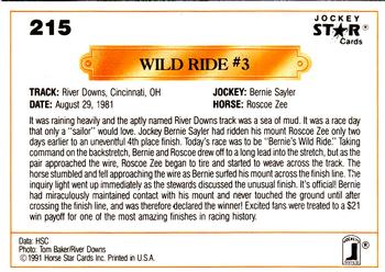 1991 Jockey Star Jockeys #215 Wild Ride #3 Back